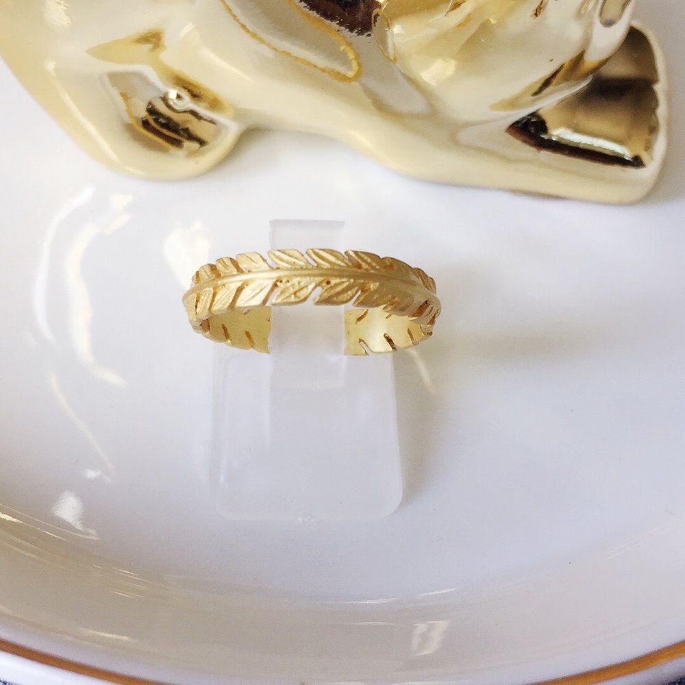 Gold olive branch band ring - Picture 1 of 4